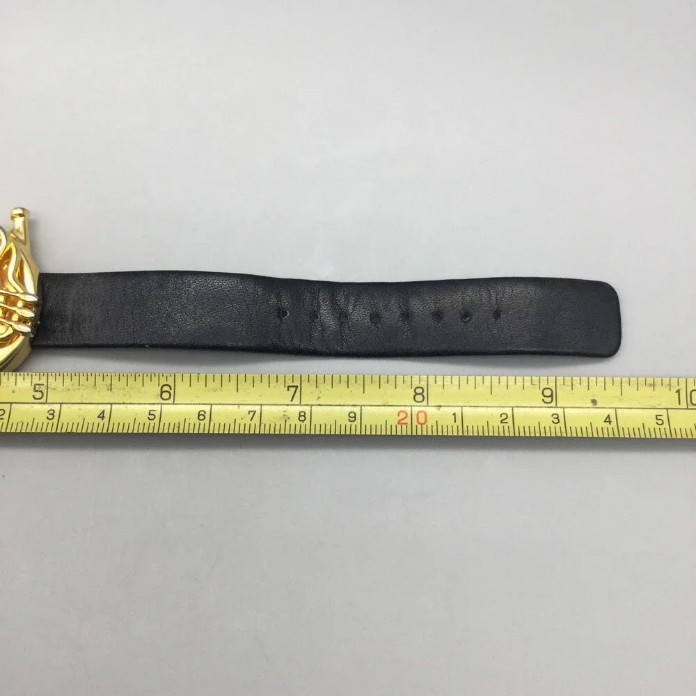 French Horn Hidden Dial Womens Watch 36mm Gold Tone Black Strap New Battery